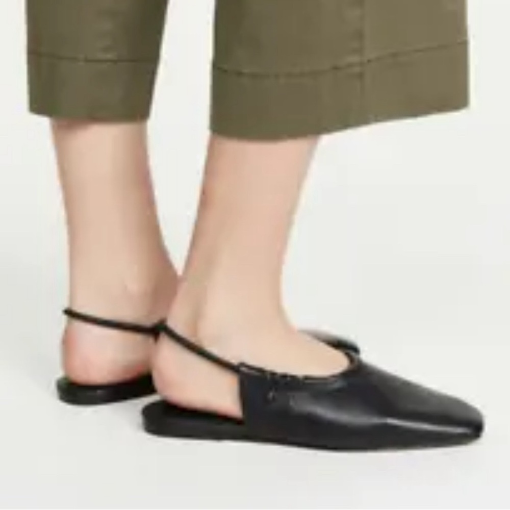 $275 Vince Cadya Square Toe Slingback Flat sz 7  in black